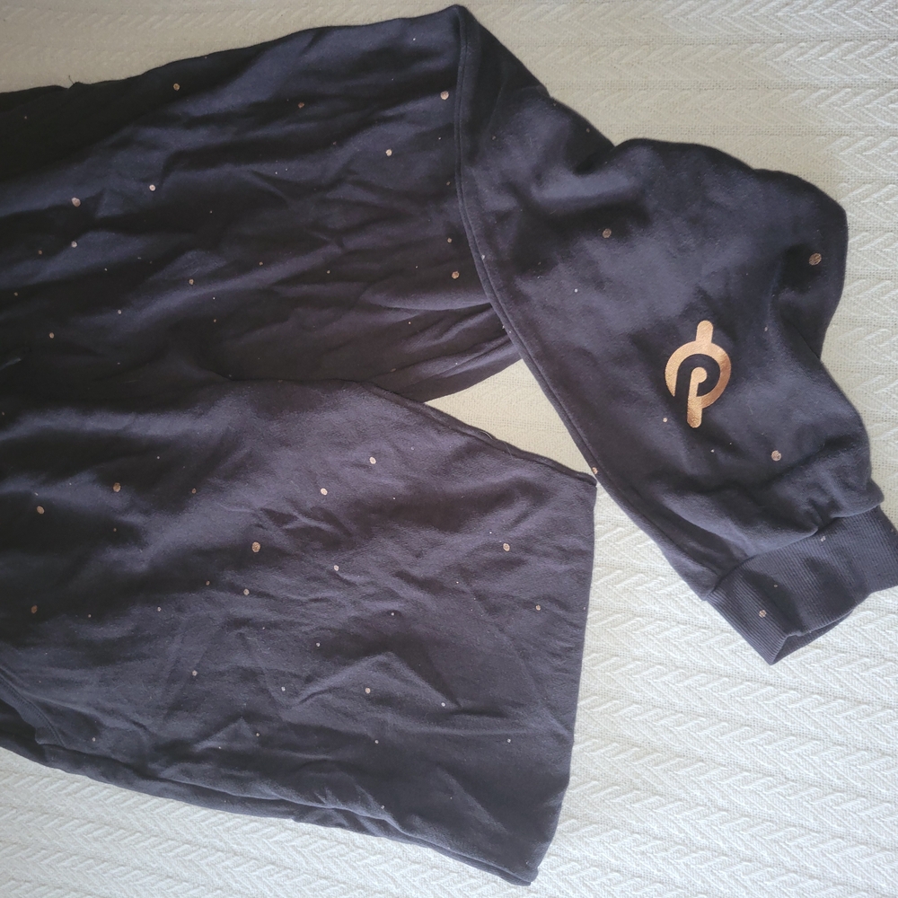 Peleton Black Sweatpants With Gold Logo And Gold Dots Xlarge